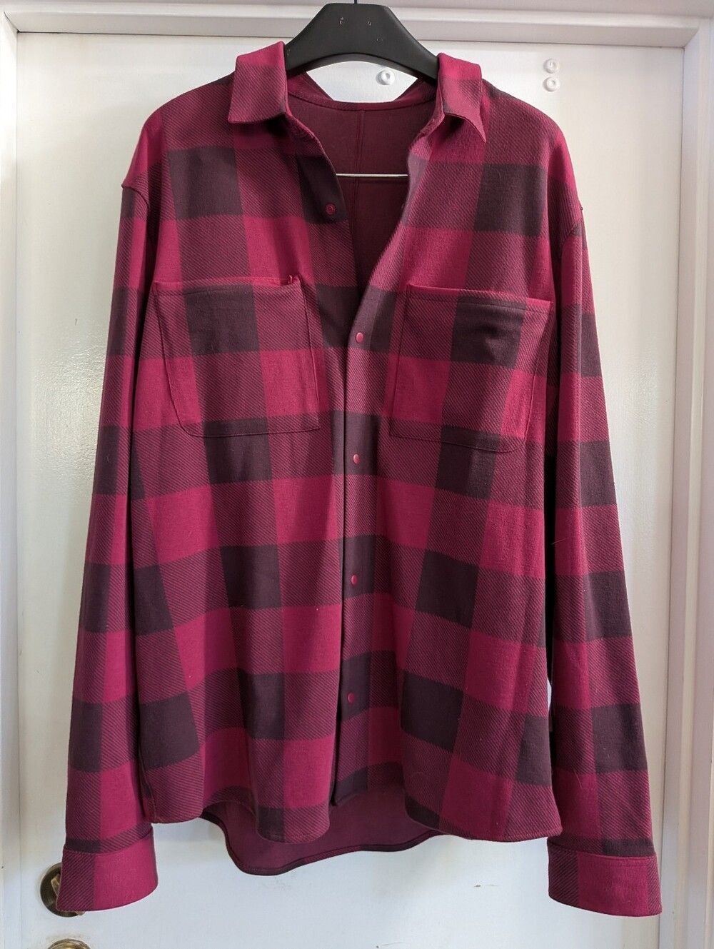 Lululemon Soft Knit Overshirt Men's Size L Plaid Flannel Shirt Stretch Large EUC
